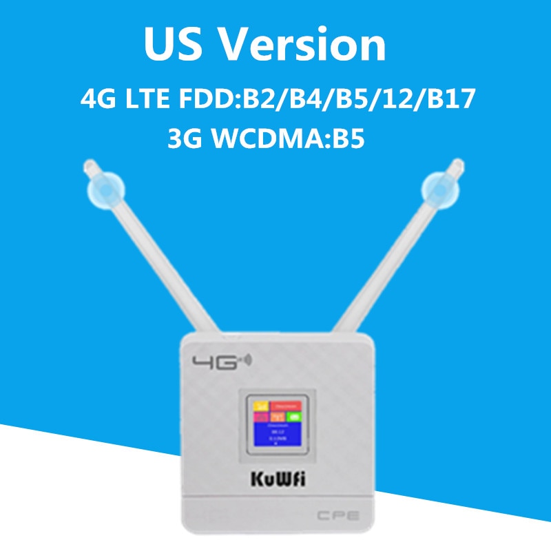 KuWfi 4G LTE CPE Wifi Router CAT4 150 Mbps Router inalámbrico desbloqueado 4G LTE SIM Wifi Router con antena externa WAN/LAN RJ45