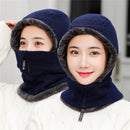 1pcs Women Winter Knitted Hat New Add Fur Lined Warm Winter Hats For Women With Zipper Keep Face And Ear Warmer Balaclava Cap