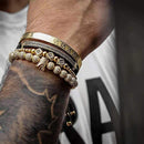 Herrenschmuck Armband Männer Luxus Königsarmreif Set Römische geflochtene Armbänder für Frauen Mode Armband Gold Manschette Freundschaftsgeschenke