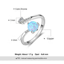 Silberfarbene Damenringe Zirkonia Verstellbarer Wickelring mit synthetischem runden blauen Opal Hochzeit Modeschmuck für Damen