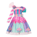 2022 New Fashion Baby Girl Candy Dress Kids Halloween Party Costume Colorful Ball Gown 2-12 Year Children Clothing