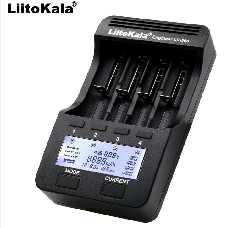 Cargador de batería Liitokala Lii-500 LCD, carga 18650 3,7 V 18350 18500 16340 25500 10440 14500 26650 1,2 V AA AAA NiMH batería