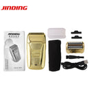 Afeitadora eléctrica para hombres, máquina de afeitar, recortadora de barba, Cable Usb, cabezal de corte doble alternativo Retro, cuerpo de galvanoplastia