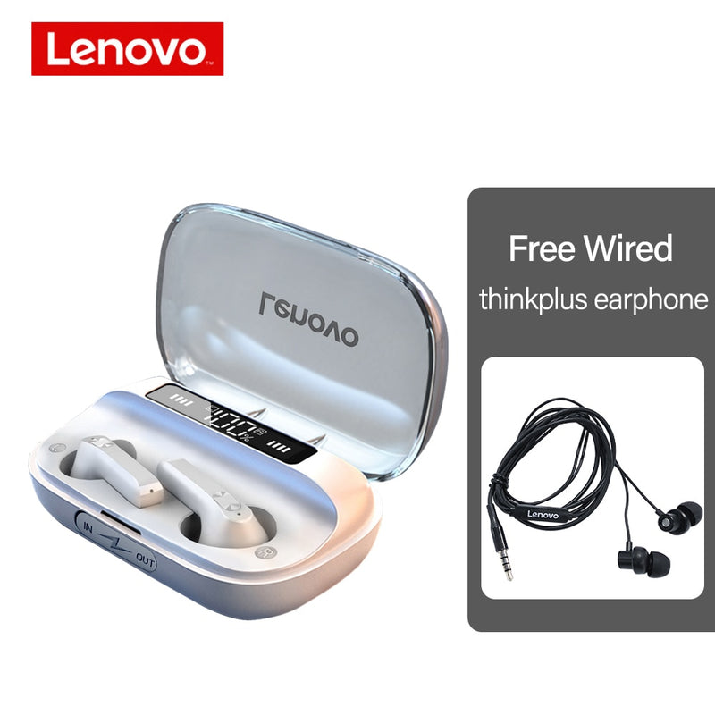 Lenovo QT81 TWS Kabelloser Kopfhörer Stereo Sport Wasserdichte Ohrhörer Headsets mit Mikrofon Bluetooth-Kopfhörer HD-Anruf 1200 mAh