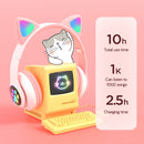 Auriculares inalámbricos con orejas de gato, auriculares Bluetooth 5,0 RGB con cancelación de ruido de graves, auriculares para adultos, niños y niñas, compatible con tarjeta TF y micrófono