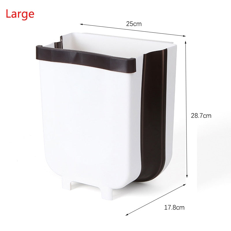 9L Wall Mounted Folding Waste Bin Kitchen Cabinet Door Hanging Trash Bin Car Garbage Trash Can for Bathroom Toilet Waste Storage