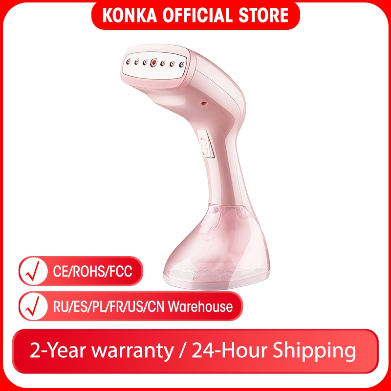 KONKA Handheld Garment Steamer 1500w Pink Ironing For Clothes 250ml Portable Home&amp;Travel 15s Fast-Heat Household Fabric Steam