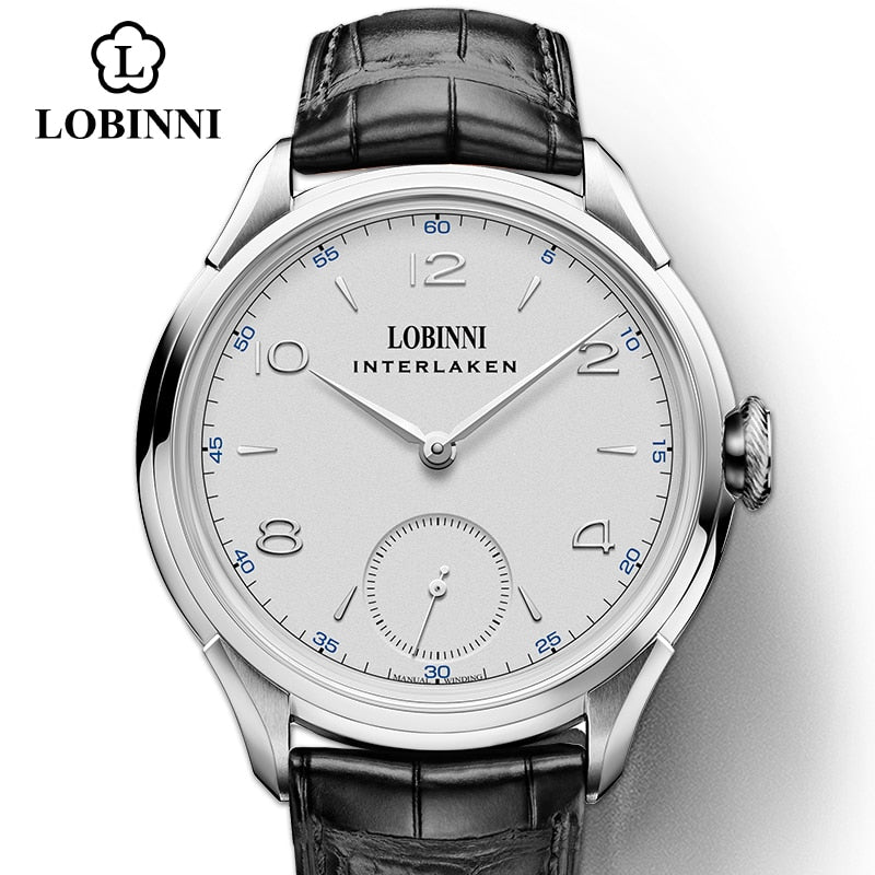 LOBINNI Seagull Mecánico Movimiento de cuerda a mano Relojes masculinos Lujo Suiza Marca Hombre Reloj impermeable Reloj de pulsera masculino