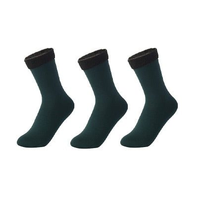 3 Paar/Set Damen Winter Warme Socken Verdicken Thermische Nylon Einfarbige Socken Weicher Schnee Samt Stiefel Boden Schlaf Schwarze Socke