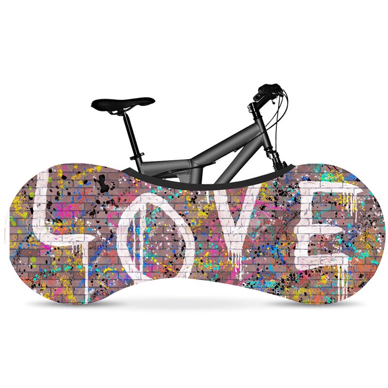 HSSEE Graffiti-Serie elastisches Fahrrad Indoor Staubschutz elastischer Stoff Fahrradreifenabdeckung 700c 26 "-28" Rennradzubehör