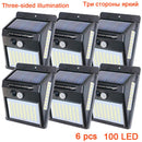 PIR Motion Sensor 100LED Sunlight control 3 sided Solar Energy Street light Yard Path Home Garden Solar Power lamp Wall Light