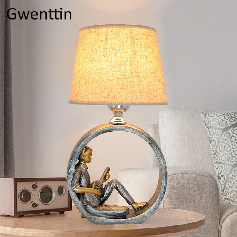 Reading Girl Table Lamp Guitar Boy Standing Desk Light for Bedroom Study Bedside Lamp Light Fixtures Luminaire Nordic Home Decor