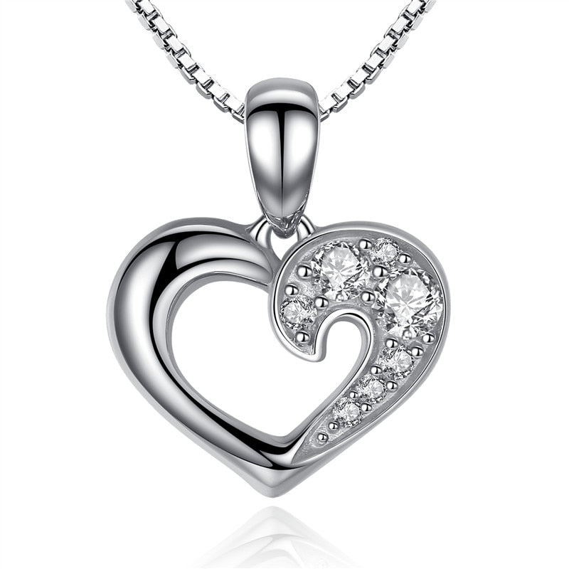 BAMOER Neue Authentische 925 Sterling Silber Weibliche Herz Anhänger Halskette Hochwertige Mode Halskette Zubehör SCN025