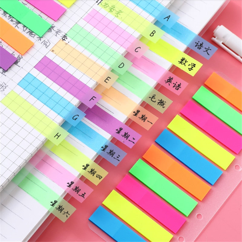 KDD Mini Memo Pad Bookmarks Fluorescence Self-Stick Notes Index Posted It Planner Stationery School Supplies Paper Stickers