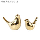 Polar House Golden Bird Figurines Modern Ceramic Bird Statues Animal Sculpture Home Decoration Crafts Gold Ceramic Wedding Gifts