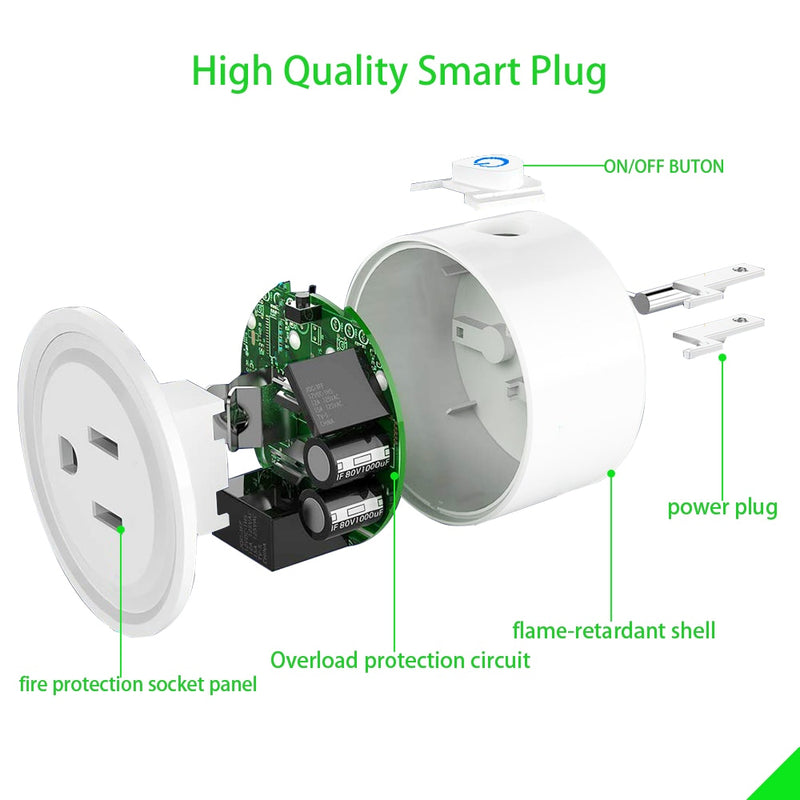 Smart Plug WiFi Mini Socket Smart Outlet, Work with Alexa and Google Home, No Hub Required, Remote Control your Devices