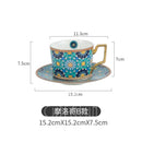 Moroccan Style Luxury Coffee Cup and Saucer Set with Gold Handle for Special Coffee Cappuccino Ceramic Tea Cup 250ml