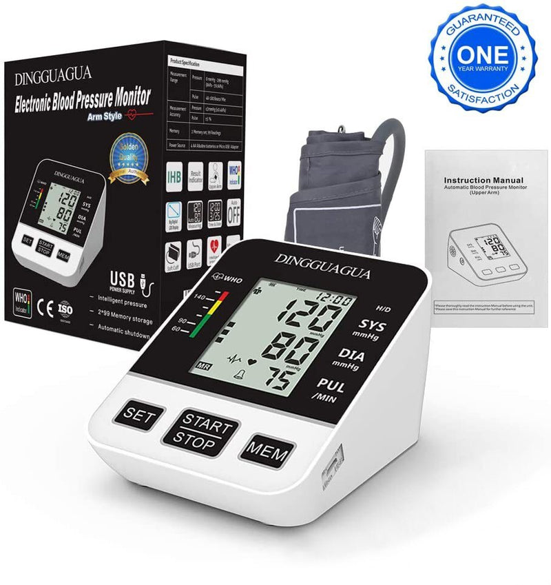 Blood Pressure Meter Monitor Upper Arm Automatic Digital Blood Pressure Monitor Cuff BP Machine Pulse Rate Monitoring Meter