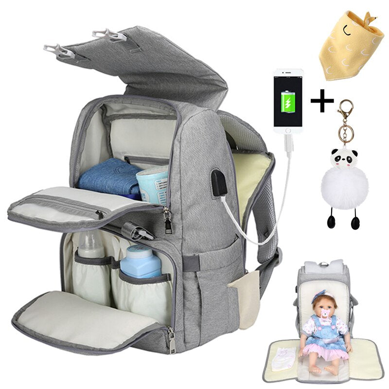 Usb momia maternidad bolsa de pañales de bebé organizador para mamá momia paquetes de maternidad kits mochila bolsas de bebé cochecito bolsa de pañales