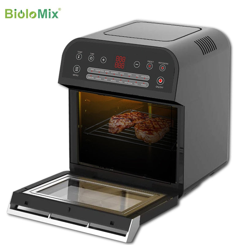 BioloMix 12L 1600W Air Fryer Oven Toaster Rotisserie and Dehydrator With LED Digital Touchscreen, 16-in-1 Countertop Oven