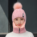 Frauen Wollstrickmütze Skimütze Sets für Frauen Winddicht Winter Outdoor Stricken Warm Dick Siamesischer Schal Kragen Warme Mütze Mädchen Geschenk