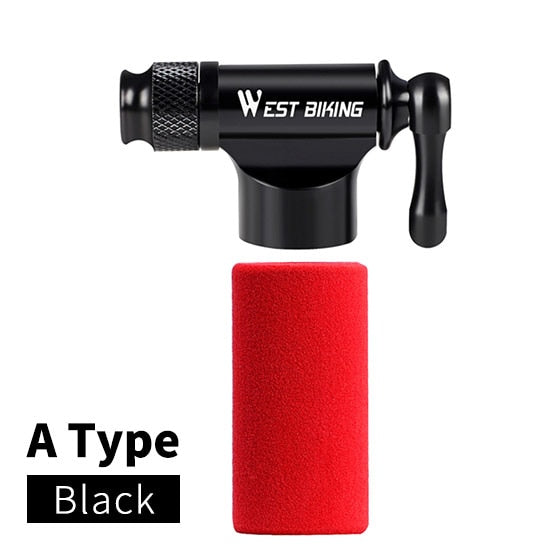 WEST BIKIING CO2 Pump Bike Mini Hand Pump MTB Road Bicycle Air Inflator Schrader Presta Valve Adapter Ball Cycling Accessories