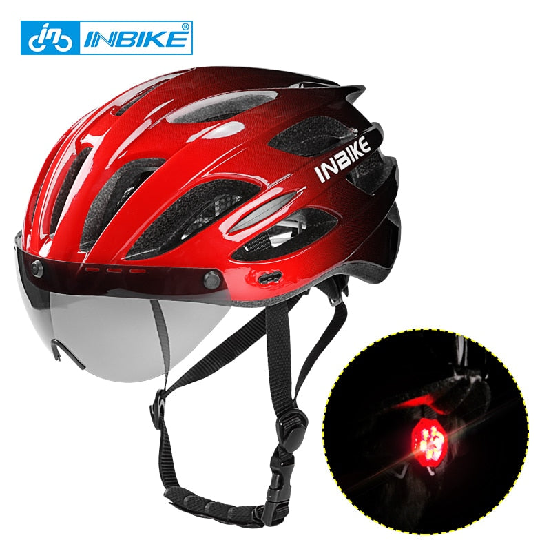 Casco de bicicleta ligero INBIKE, sombrero seguro para hombres y mujeres, casco de bicicleta MTB ultraligero con luz trasera, casco deportivo para montar en bicicleta IH19301