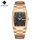 Relogio Masculino WWOOR 2022 New Square Watch Men with Automatic Week Date Man Quartz Wrist Watches Luxury Stainless Steel Gold