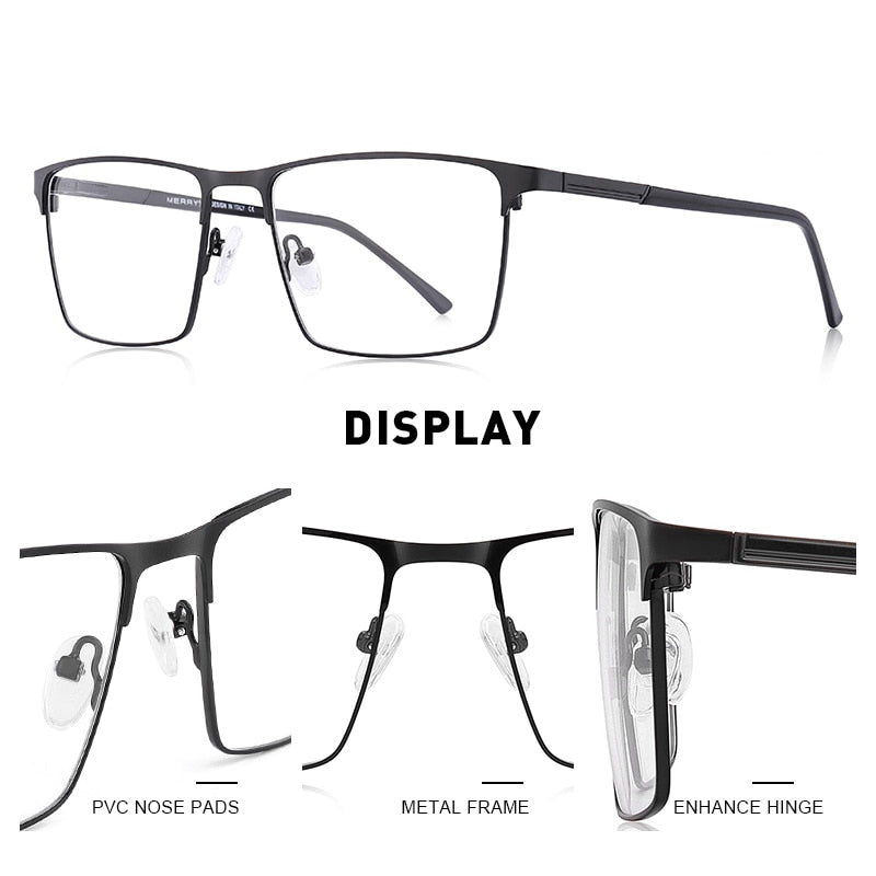 MERRYS DESIGN Men Titanium Alloy Glasses Frame Business Style Male Square Ultralight Eye Myopia Prescription Eyeglasses S2057