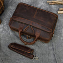 Vintage Men's Crazy Horse Genuine Leather Briefcase Cowhide Business Handbag Cow Leather Laptop Portfolio Shoulder Messenger Bag