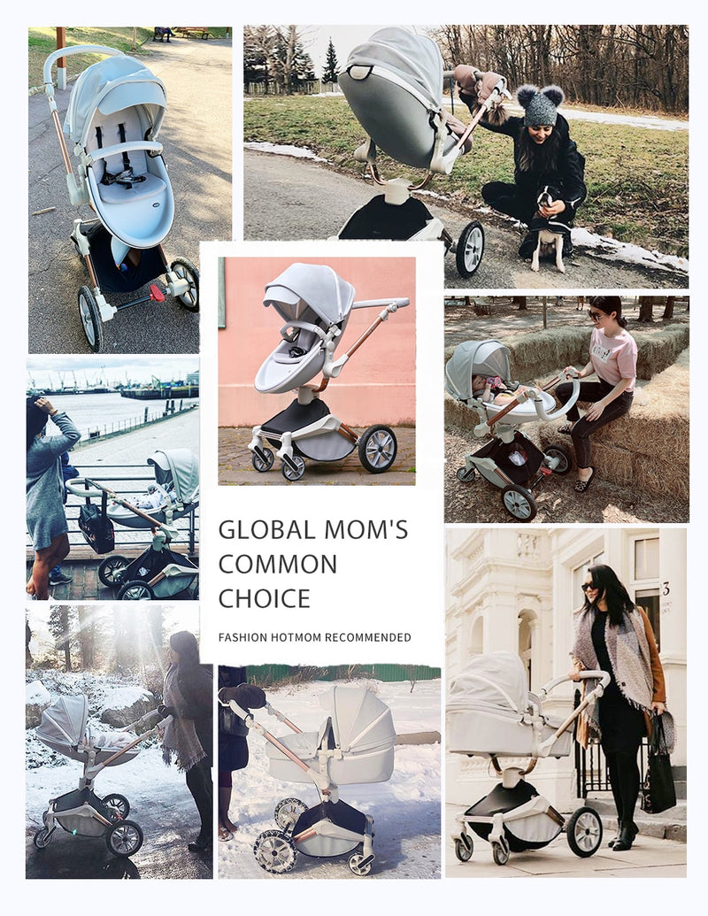 Hot Mom Baby Stroller 3 in 1 travel system with bassinet and car seat，360° Rotation Function children stroller,Luxury Pram F023