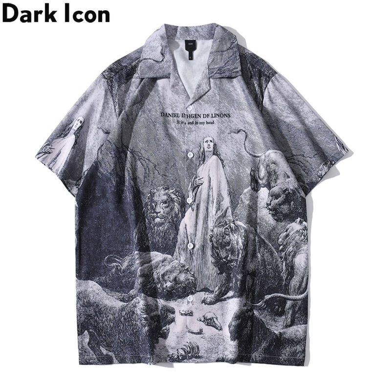 Dark Icon Hawaiian Shirt Men Summer Beach Holiday Men's Shirts Vintage Street Male Top