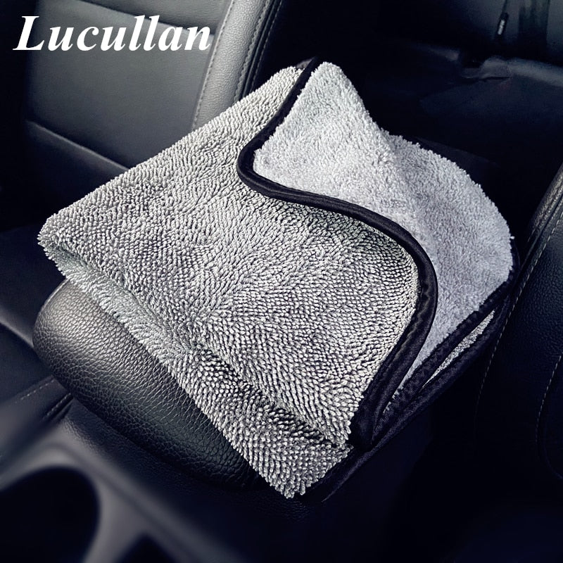 Lucullan 2021 New Launch Double Side Long Twist Pile/Terry Towel Super Absorbent Tools for Auto Microfiber Drying Towel