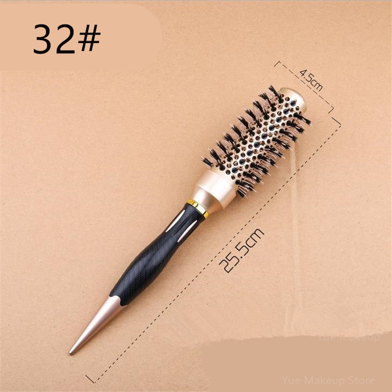 Professional 4 Sizes Round Hair Comb Hairdressing Curling Hair Brushes Comb Ceramic Iron Barrel Comb Salon Styling Tools 30#