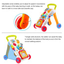 Baby Walker Multifunction Infant Stand-to-Sit Toddler Four Wheels Trolley Kids Learning Walking Toddler Toys Piano Drawing Gift