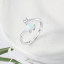 Silberfarbene Damenringe Zirkonia Verstellbarer Wickelring mit synthetischem runden blauen Opal Hochzeit Modeschmuck für Damen