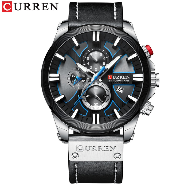 CURREN Fashion Chronograph Clock Men Leather Watch Casual Sport Watches for Men Quartz Wristwatch Relogio Masculino