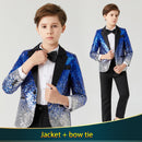 Children's gradient Sequin suit  Boys Dress Catwalk Costume Sequins Small Host Stage Model Handsome Children's Clothing jacket