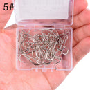 50pcs/ Box Long Shank Fishing Hook 1#-10# Fish Hooks High Carbon Steel Sharp Barbed Offset Narrow Bait Hook Fishhook