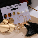 2020 Vintage Women Drop Earrings Set Bohemia Acrylic Tassel Pearl Alloy Long Pendant Earrings Geometric Jewelry Party Gift