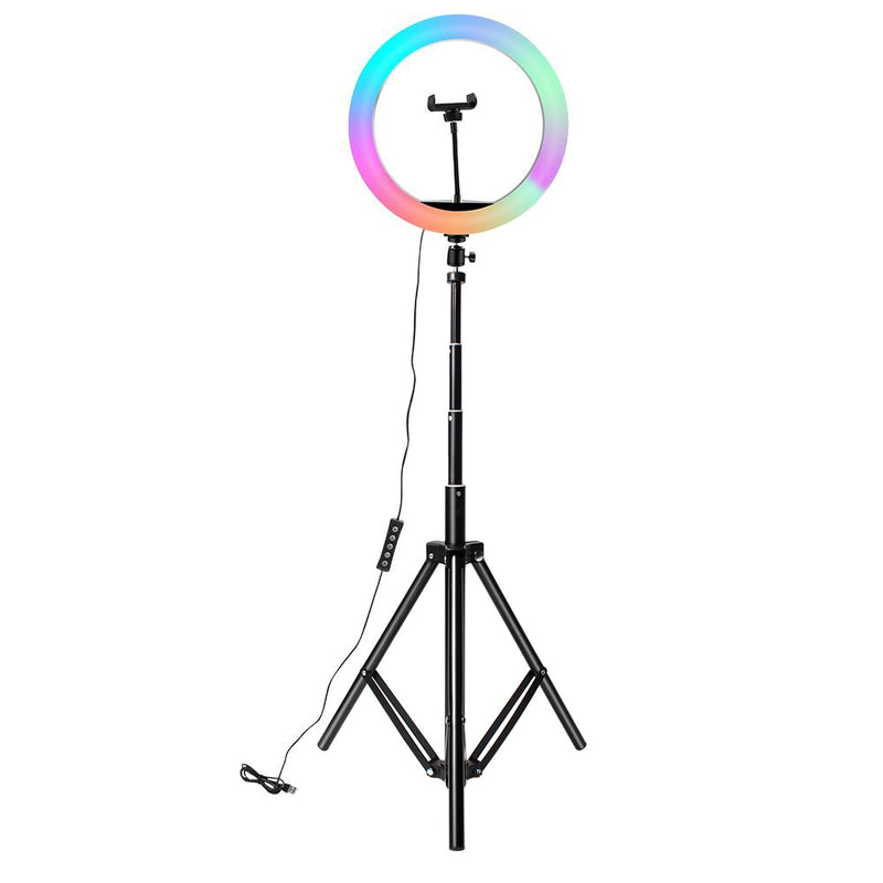 10 inch Ring Light RGB02 26cm 33cm 20cm LED Rainbow Light With Tripod Stand 1.6M Dimmable RGB Set For Short Video YouTube Live