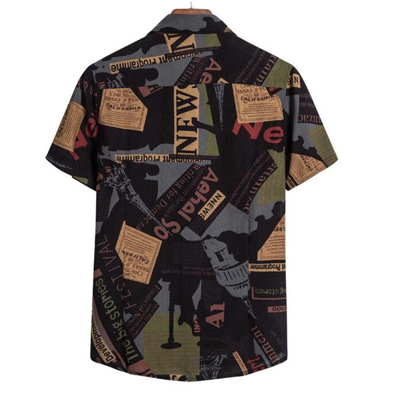 Sommer Mode Casual Männer Baggy Strand Hawaiian Druck Kurzarm Knopf Retro Shirts Tops Bluse Männer Hemd 2021 Sommer Neu