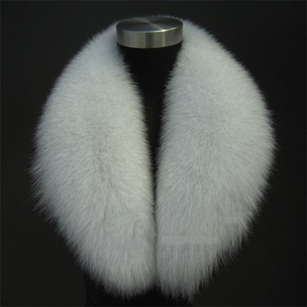 Mujeres de invierno Cuello de piel de zorro de plata real Bufanda de piel Calentador de cuello Abrigo
