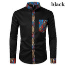 Dashiki African Herrenhemd Patchwork Pocket Africaine Print Shirt Herren Ankara Style Langarm Design Kragen Herrenhemden