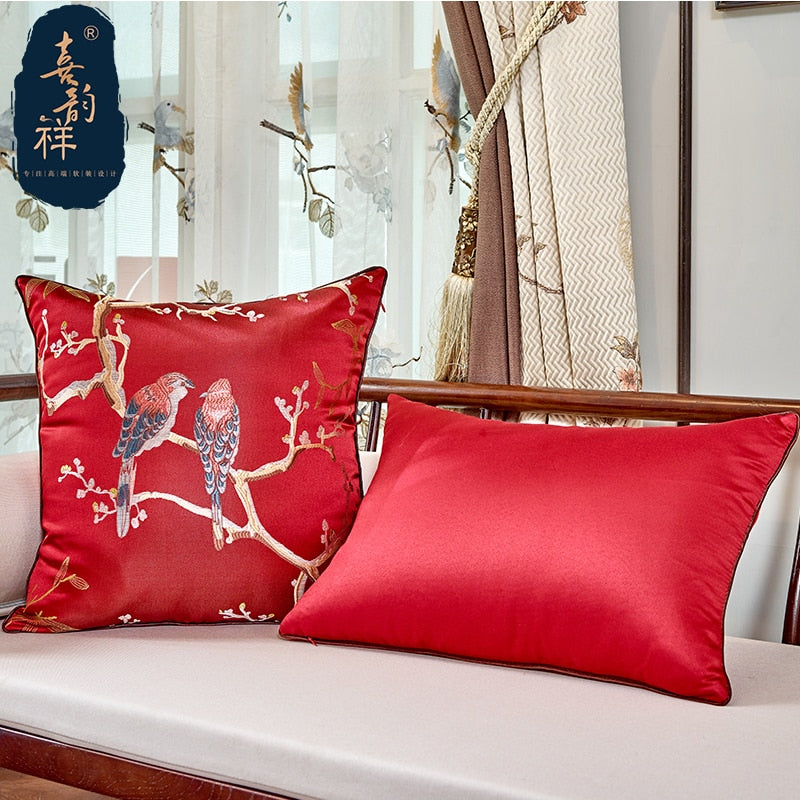 Chinese embroidered decorative cushions flower cushion cover sofa cover pillow