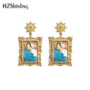 2020 pendientes colgantes antiguos Madre de Dios Virgen María pinturas Retro cabujón de cristal colgantes de Mandala joyería para mujer