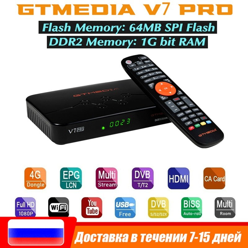 GT MEDIA V7 Pro DVB-S2 S2X T2 Set Top Box Satellite TV Receiver Upgrade CA Card Slot USB WiFi Support Network Cam TV BOX