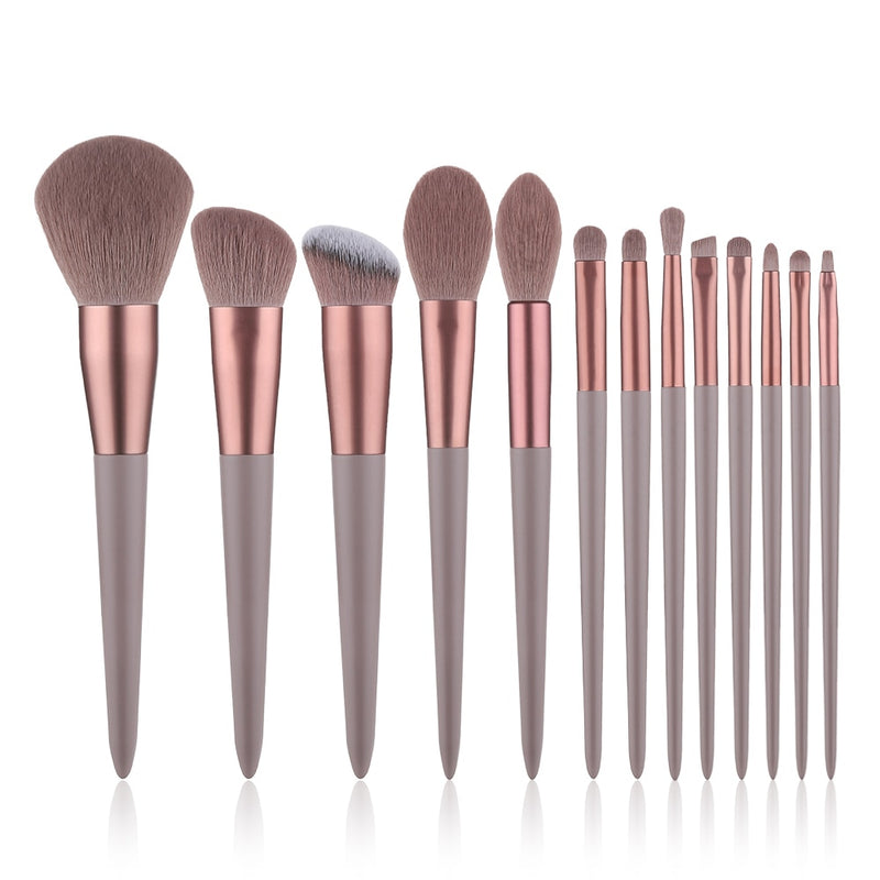 FLD 13pcs Natural Hair Makeup Brushes Set Professional Beauty Foundation Powder Blushes Eyeshadow Eyebrow Blending Brush Tools