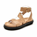 BeauToday Sandals Women Sheepskin Genuine Leather Ankle Strap Metal Ring Buckle Lady Summer Platform Shoes Handmade 38123