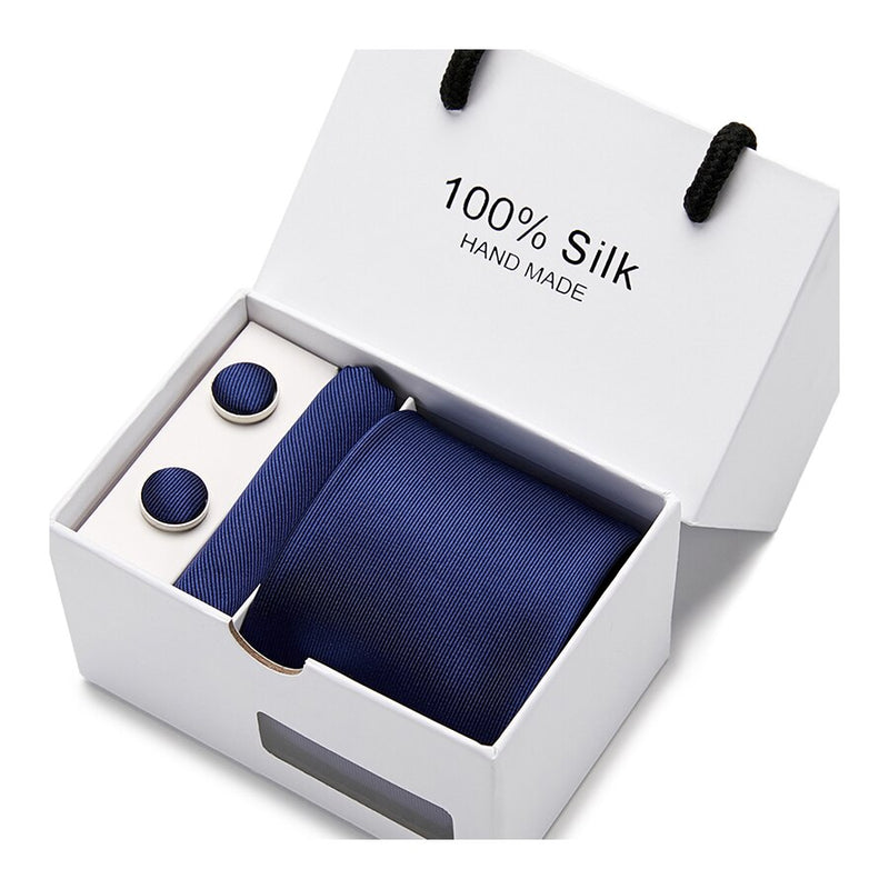 Joy Alice Wedding men neck ties gift box packing men brand luxury necktie pocket square silk tie set cufflinks handkerchief